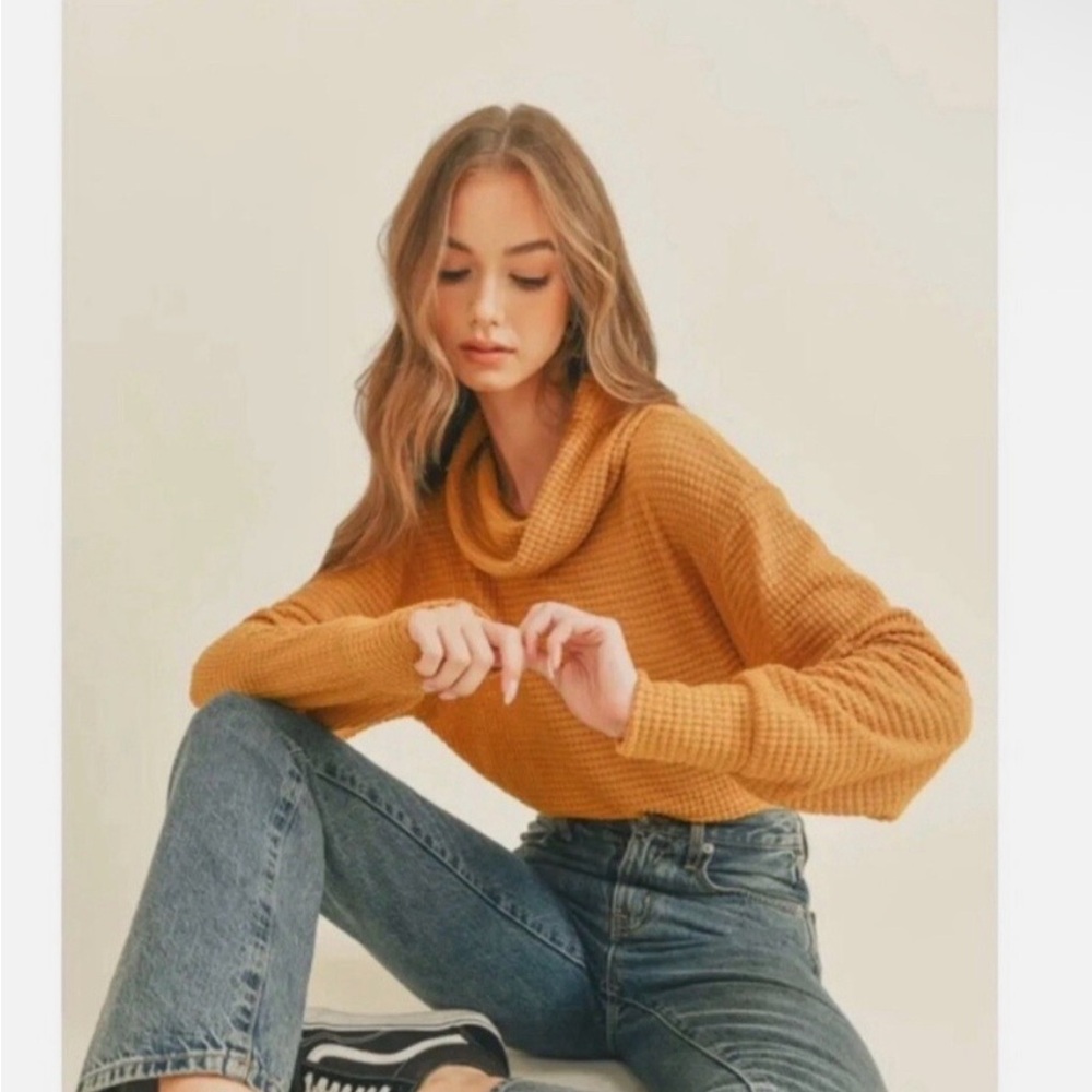 Free people Cozy Cowl Neck Sweater in Warm Orange size  small nwt